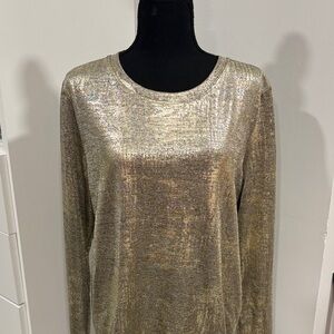 Simply Vera Vera Wang Metallic Gold Long Sleeve Top